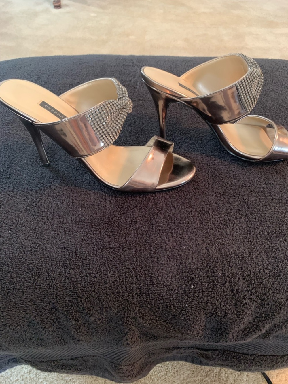 Caparros Silver Bow-Embellished Mule Sandals - Picture 2 of 9